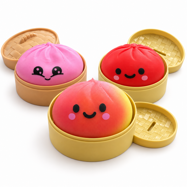 Colourful Dumpling Trio Bundle with Rainbow, Colourful and Kawaii squishy toys