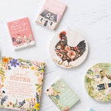 Splosh Cottage Grove Dark Hen ceramic coaster displayed with other ceramic coasters in the collection.