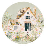 Cottage Grove green cottage ceramic coaster with countryside cottage artwork