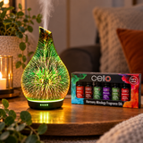 Infinity 3D Glass Ultrasonic Diffuser with Harmony Mixology Oil Set of 7 Pack