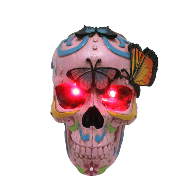 Dark Matters Butterfly Skull LED polyresin figurine with glowing red eyes
