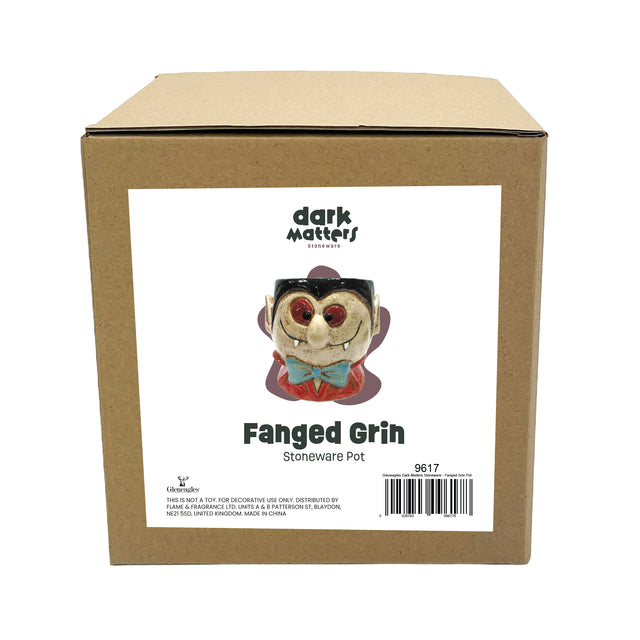 Dark Matters fanged grin pot horror home decoration spooky planter packaging
