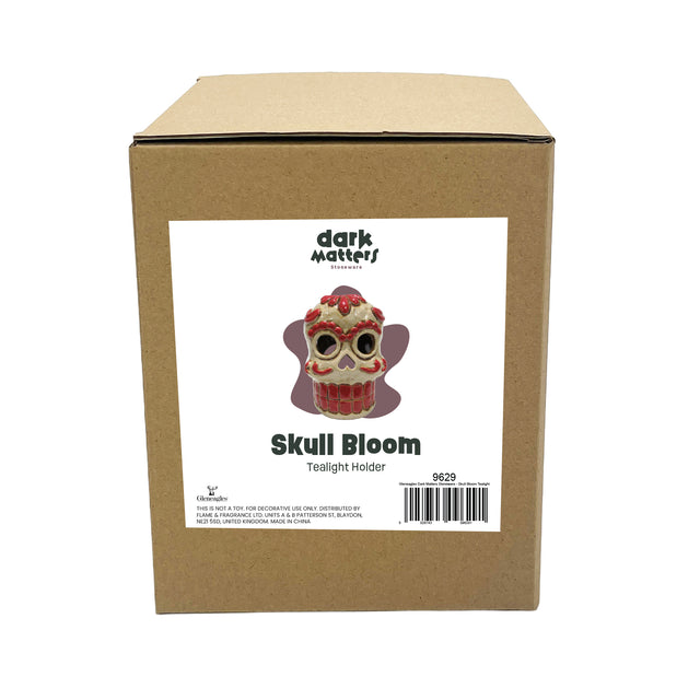 Dark Matters skull flower candle holder spooky home accessory packaging