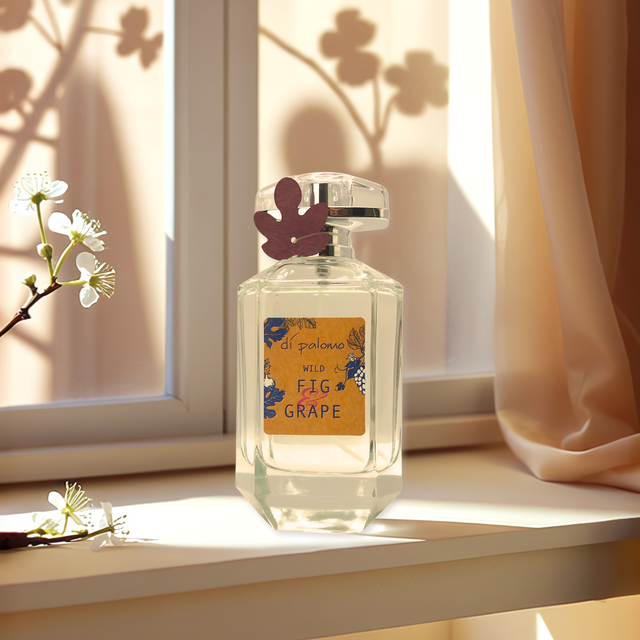 Di Palomo Wild Fig and Grape fig perfume in a sunlit setting