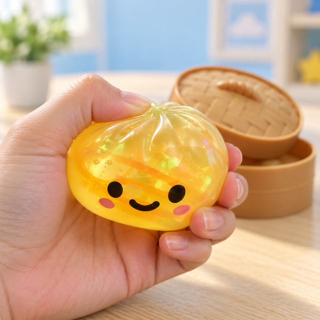 Diamond Dumpling sensory squishy toy being gently squeezed