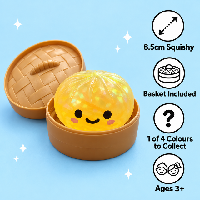 Diamond Dumpling squishy toy with reusable basket features