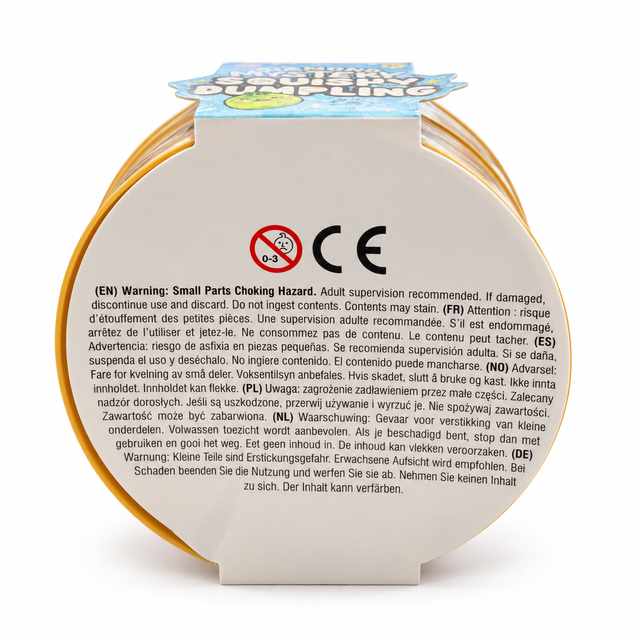 Diamond Mystery Squishy Dumpling packaging and safety information