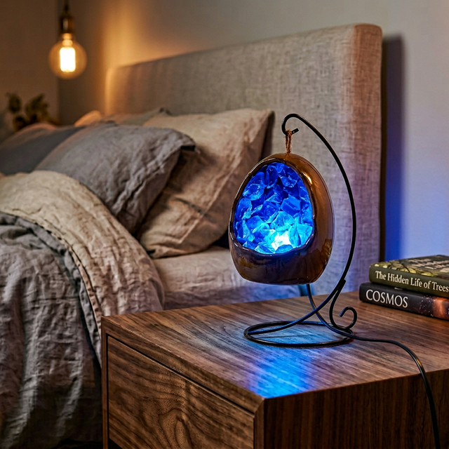 LED dinosaur egg lamp blue fluorite bedside light for bedroom decor 
