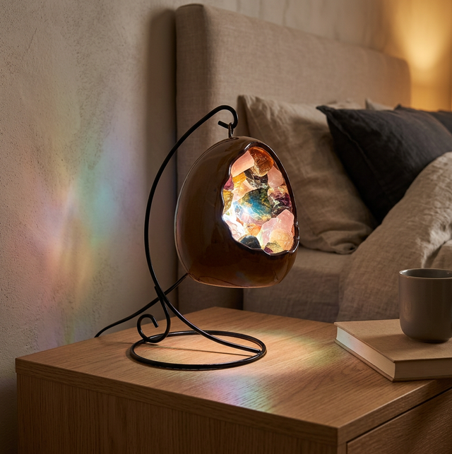 LED dinosaur egg lamp mixed minerals bedside light for bedroom decor 