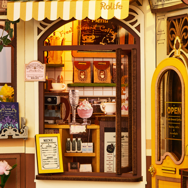 Rolife 3D puzzle book nook café shelf display