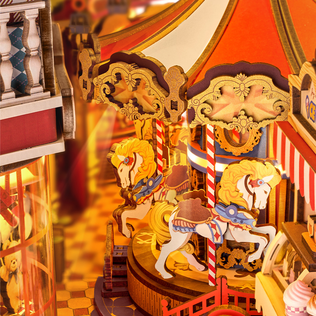 DIY book nook kit fairground miniature scene Rolife