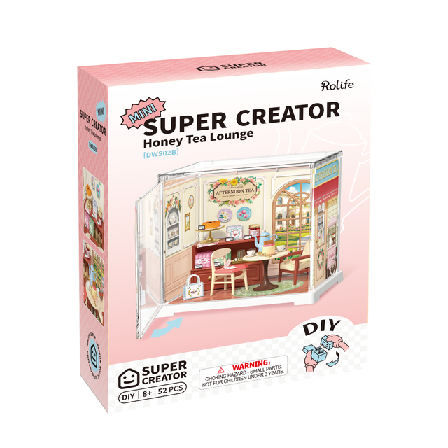 DIY miniature house kit featuring the Rolife Honey Tea Lounge