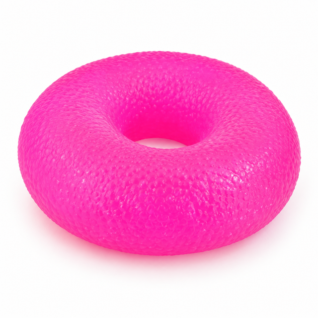 Pink donut sensory squishy toy shown without packaging