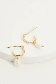 Estella Bartlett Multi Flower Organic Pearl Drop Earrings - Gold Plated