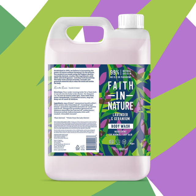 Eco friendly 5 litre body wash refill for reducing plastic waste