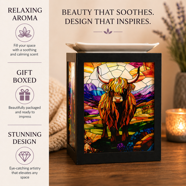 Electric wax melt burner highland cow golden home decoration fragrance warmer
