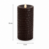Luminara Indoor 3.0" x 7.9" Black Crocodile Embossed Candle