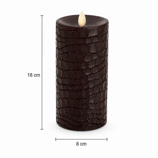 Luminara Indoor 3.0" x 7.9" Black Crocodile Embossed Candle