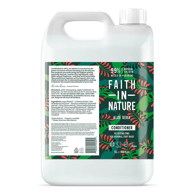 Faith In Nature Aloe Vera Conditioner Refill 5L for normal hair and scalp