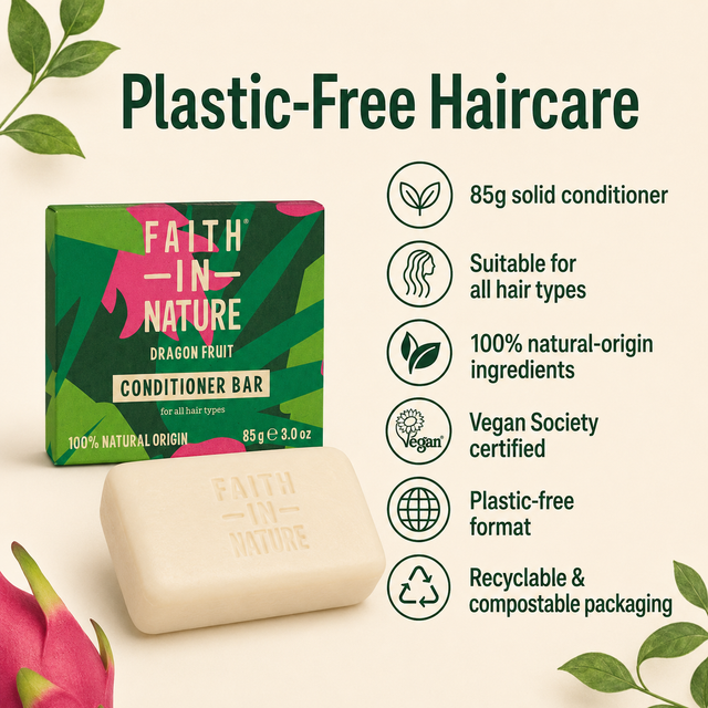 Faith in Nature conditioner bar plastic-free and vegan product benefits