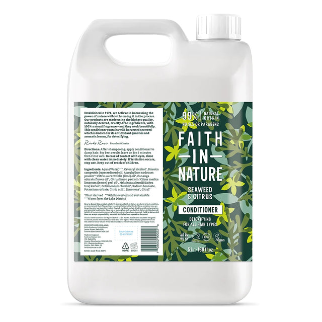 Faith In Nature Seaweed and Citrus Conditioner Refill 5L for oily hair and scalp