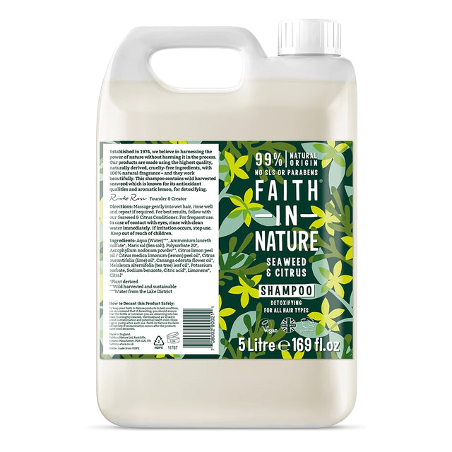 Faith In Nature Seaweed and Citrus Shampoo Refill 5L for oily hair and scalp