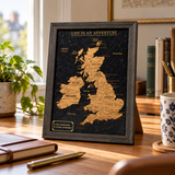 Splosh Black UK & Ireland Travel Map with 100 Pins