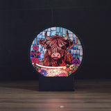 Highland cow floral glass candle holder home decor