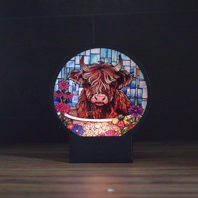 Highland cow floral glass candle holder home decor