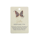 Splosh Forever Connected Sisters Keepsake Pin displayed on card backing