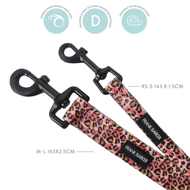 Frank Barker leopard print dog lead clip and two available sizes