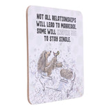 Drinks coasters with cartoon dogs and humorous quote on a white background