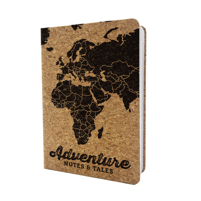 Compact cork travel journal notebook for writing travel notes