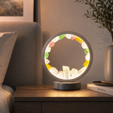 Illuminated Gleneagles mixed crystal LED lamp with grey circular frame