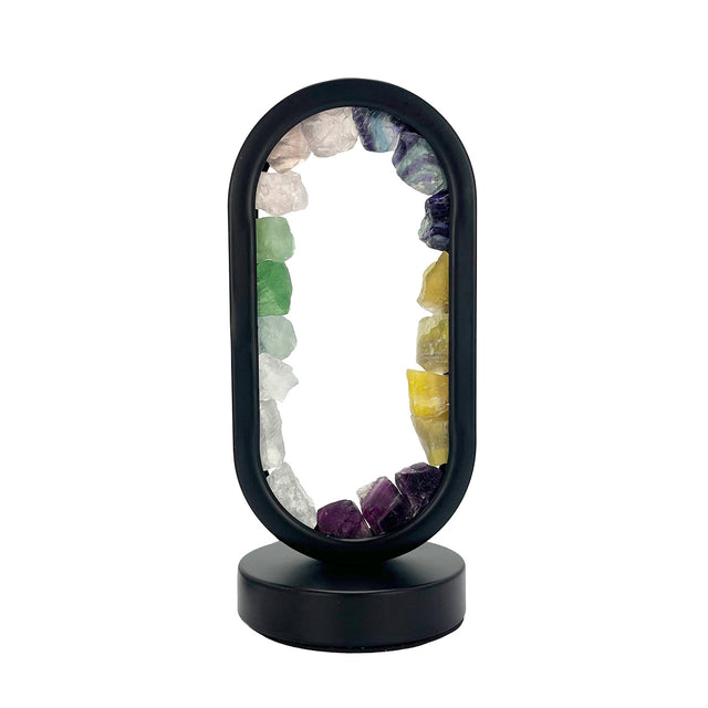 Gleneagles Oval Earth LED Lamp with mixed crystals and contemporary black frame