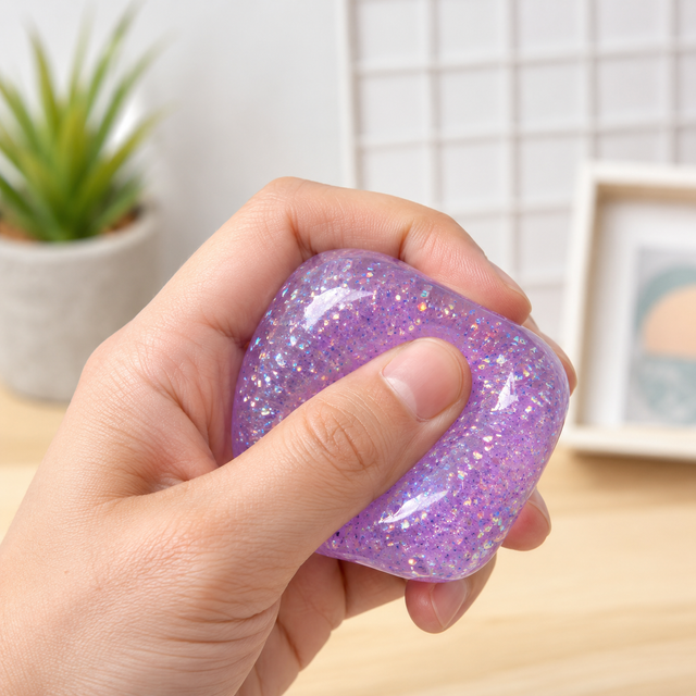 Glitter Cube squishy fidget toys available in assorted sparkling colours