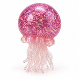Pink glitter jellyfish sensory squishy toy with transparent tentacles