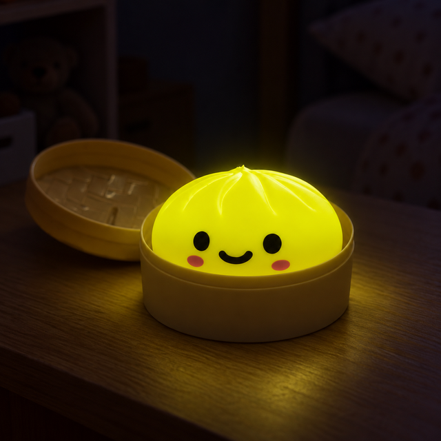 Glow Up Dumpling squishy toy glowing in the dark