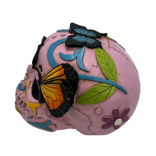 Glowing butterfly skull ornament home decoration halloween decor detail
