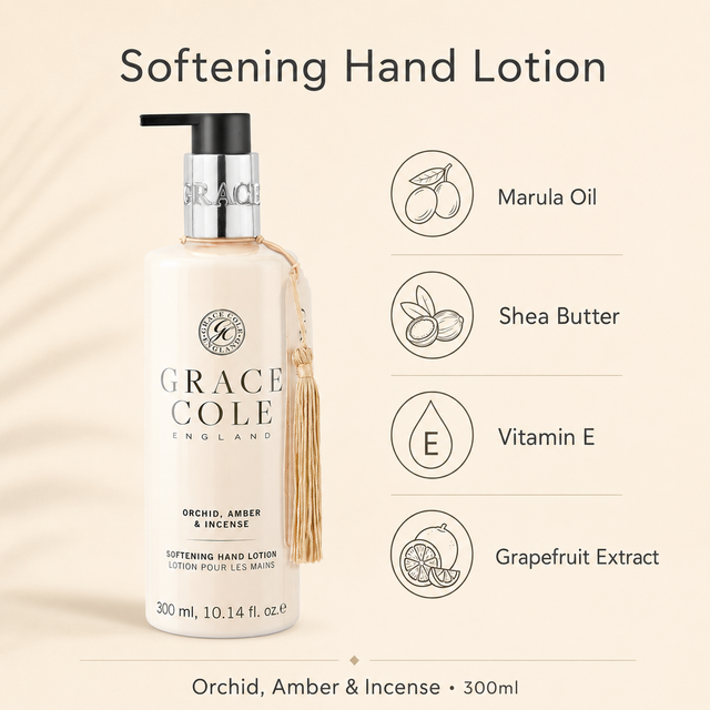 Grace Cole hand lotion with marula oil, shea butter, vitamin E and grapefruit extract