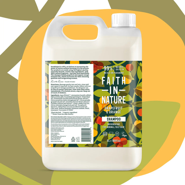 Natural grapefruit and orange shampoo refill with uplifting citrus oils