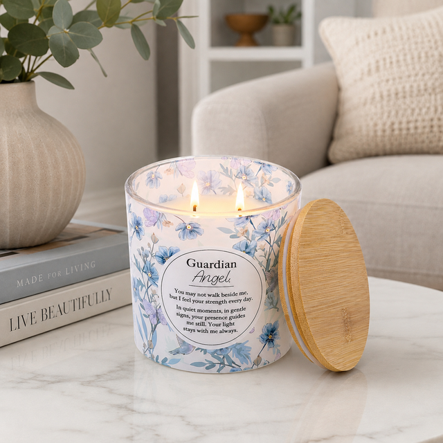 Splosh Meaningful Melts Guardian Angel scented candle with bamboo-style lid