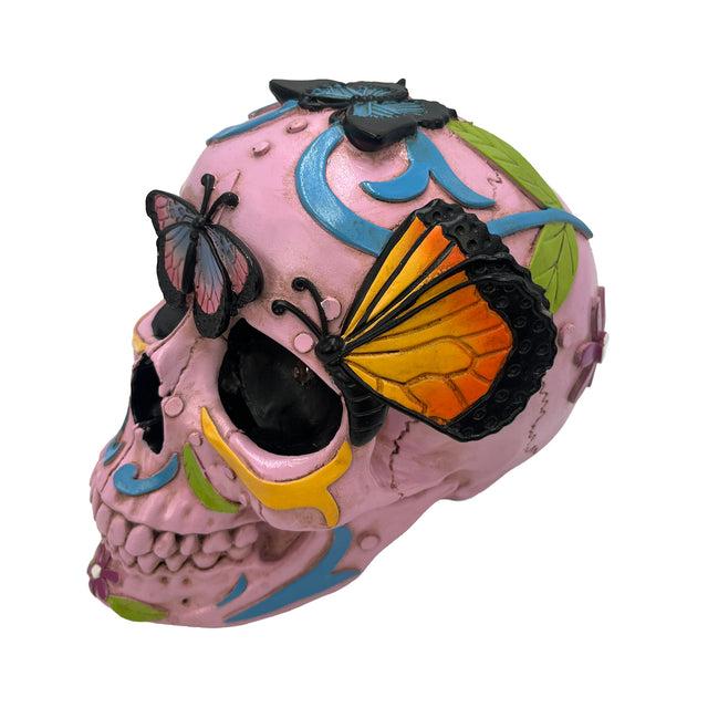 Halloween butterfly skull lamp room decor gothic lighting detail