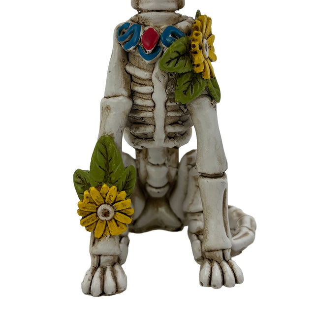 Halloween cat figurine skull floral design home decor detail