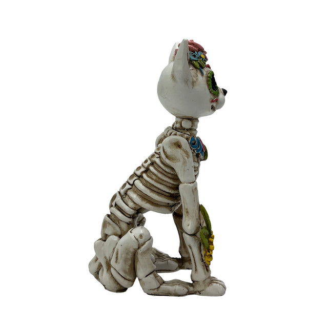 Halloween cat figurine skull floral design home decor