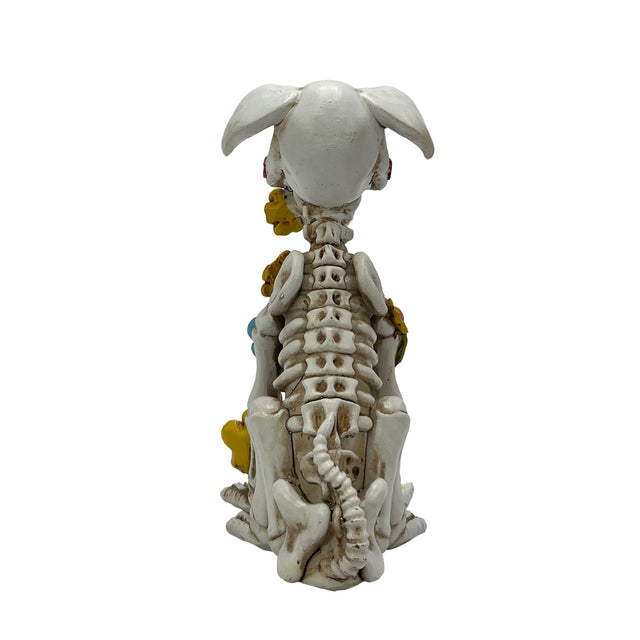 Halloween dog figurine skull floral design home decor