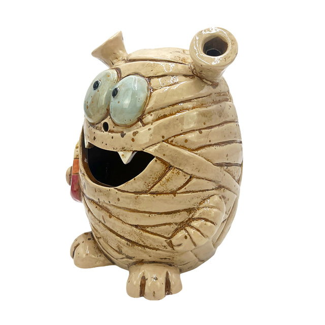 Haunted mummy candle holder living room decor statement piece