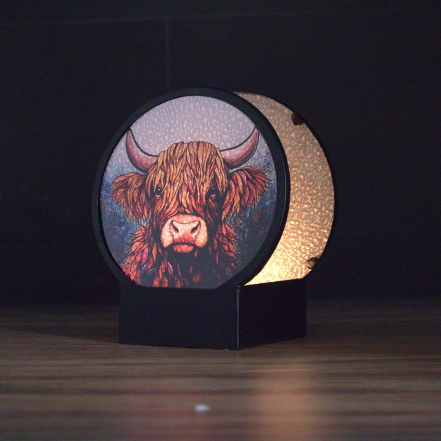 Highland cow glass candle holder home decor