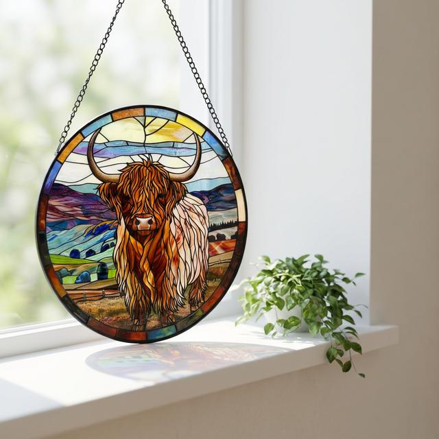 Horizon Highland cow suncatcher window decoration