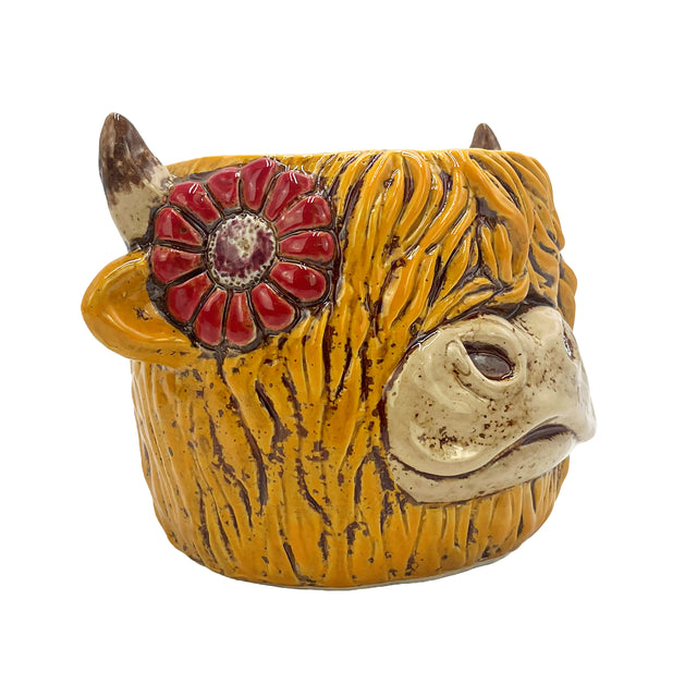 Highland cow planter kitchen decor home accessory plant pot